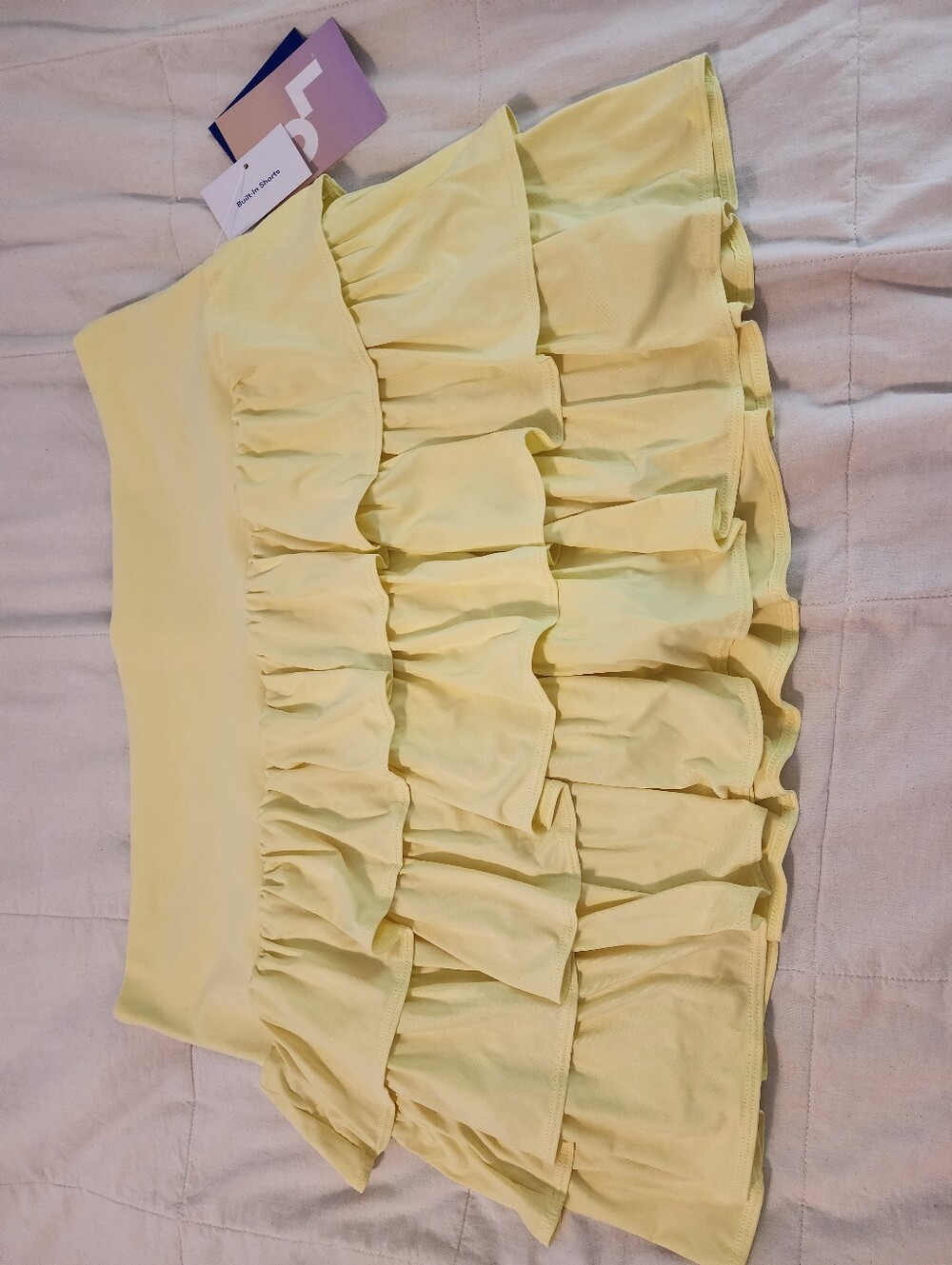 Joy Lab Tiered Ruffle Lined Skort in Light Yellow Stretchy XXL NWT Athleisure - Picture 2 of 9